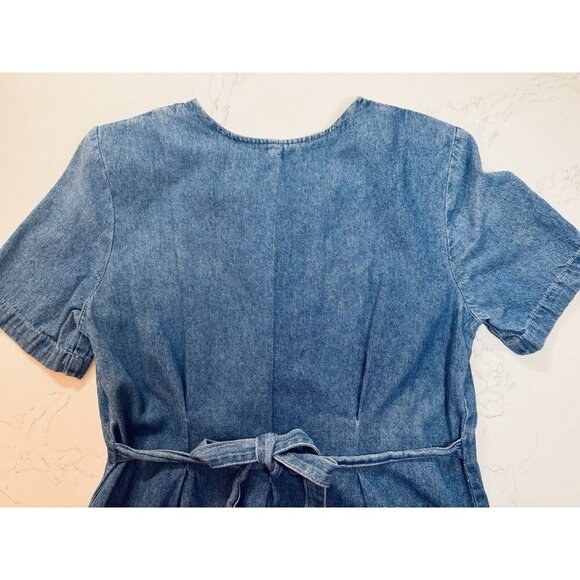 Vintage Faded Glory Denim Dress Size 10 Floral Embroidery Western Cottage Core - Picture 6 of 10